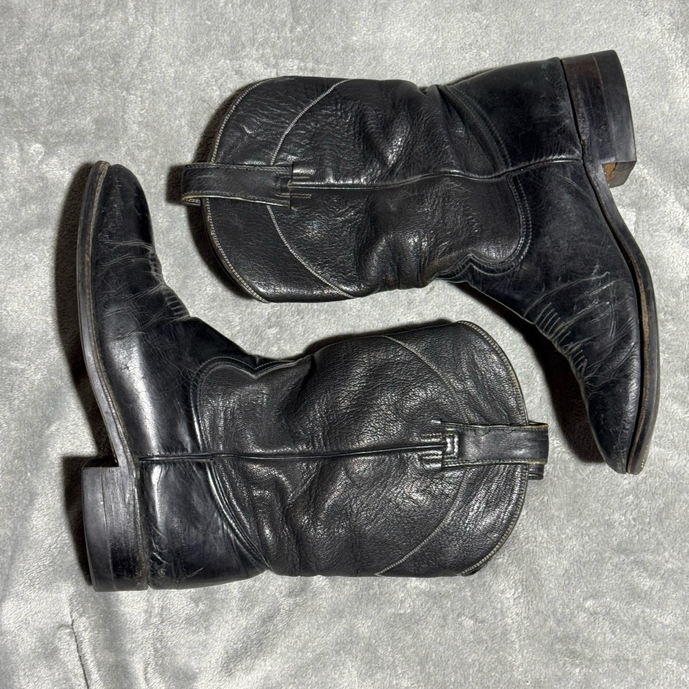 MONTANA Black Leather Skin Cowboy Western Boots Men’s Size 9.5 D - 26840